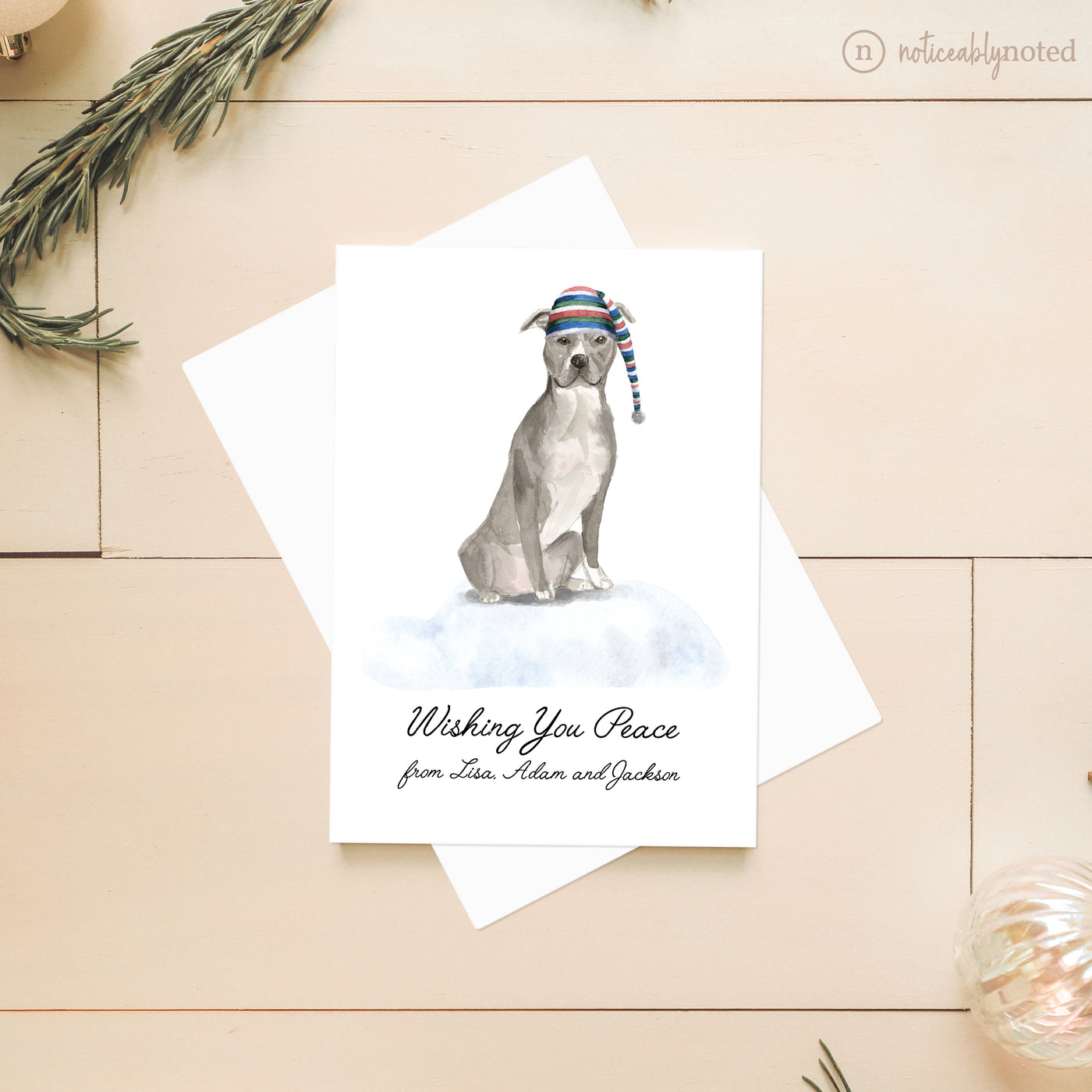 American Staffordshire Terrier Dog Christmas Card | Noticeably Noted