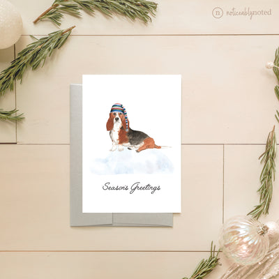 Basset Hound Dog Holiday Greeting Cards | Noticeably Noted