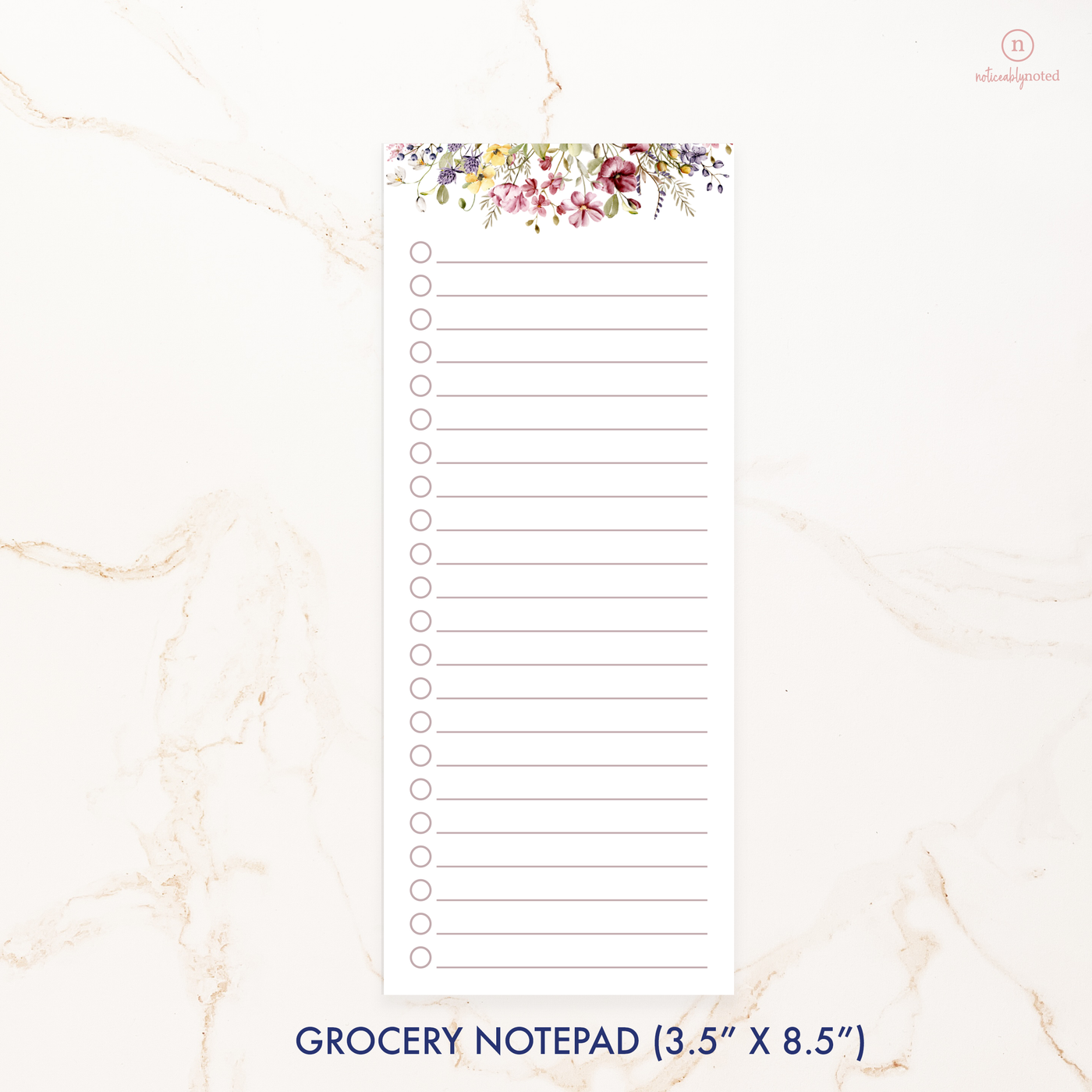 Wildflowers Notepad - Dimensions | Noticeably Noted