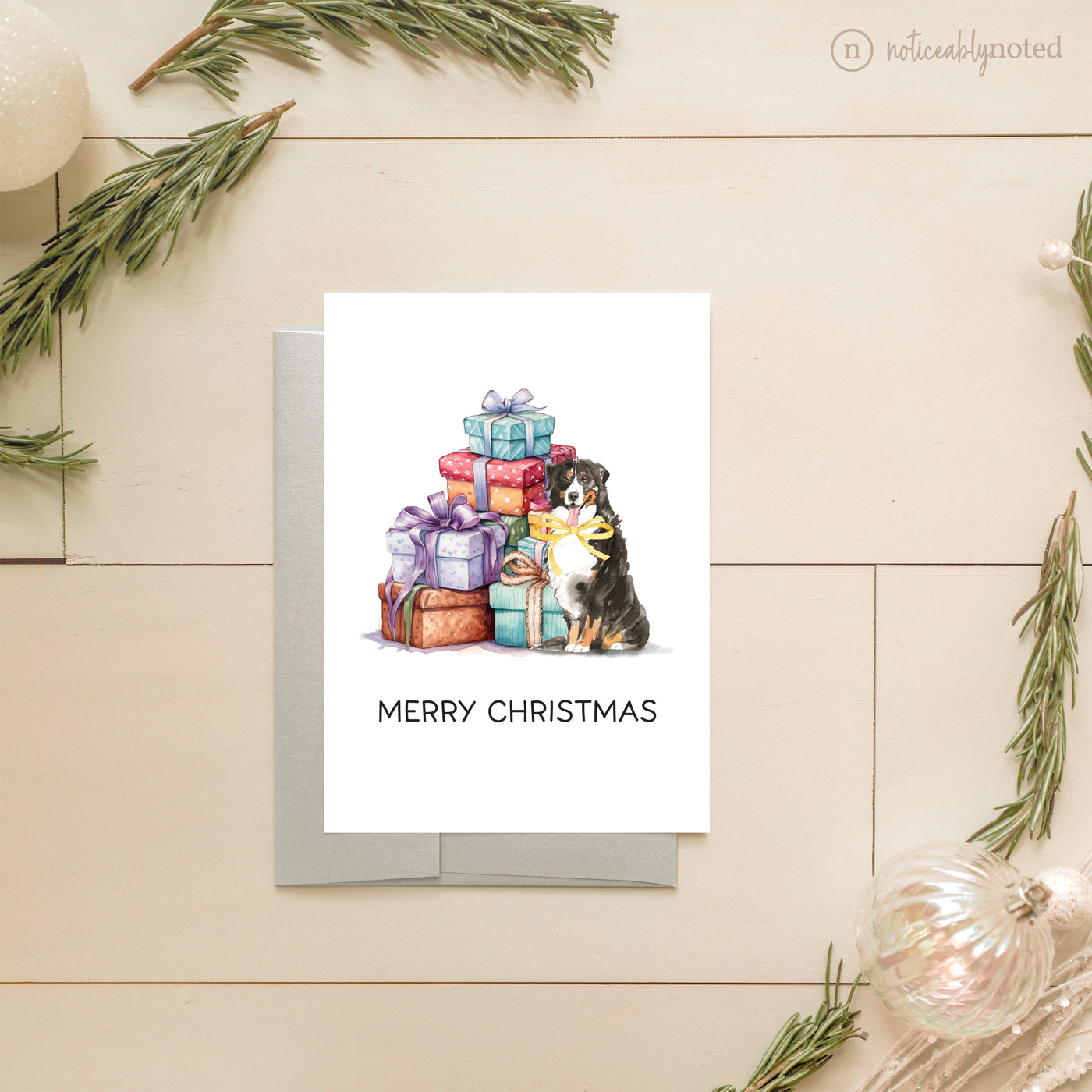 Bernese Mountain Dog Holiday Greeting Cards | Noticeably Noted