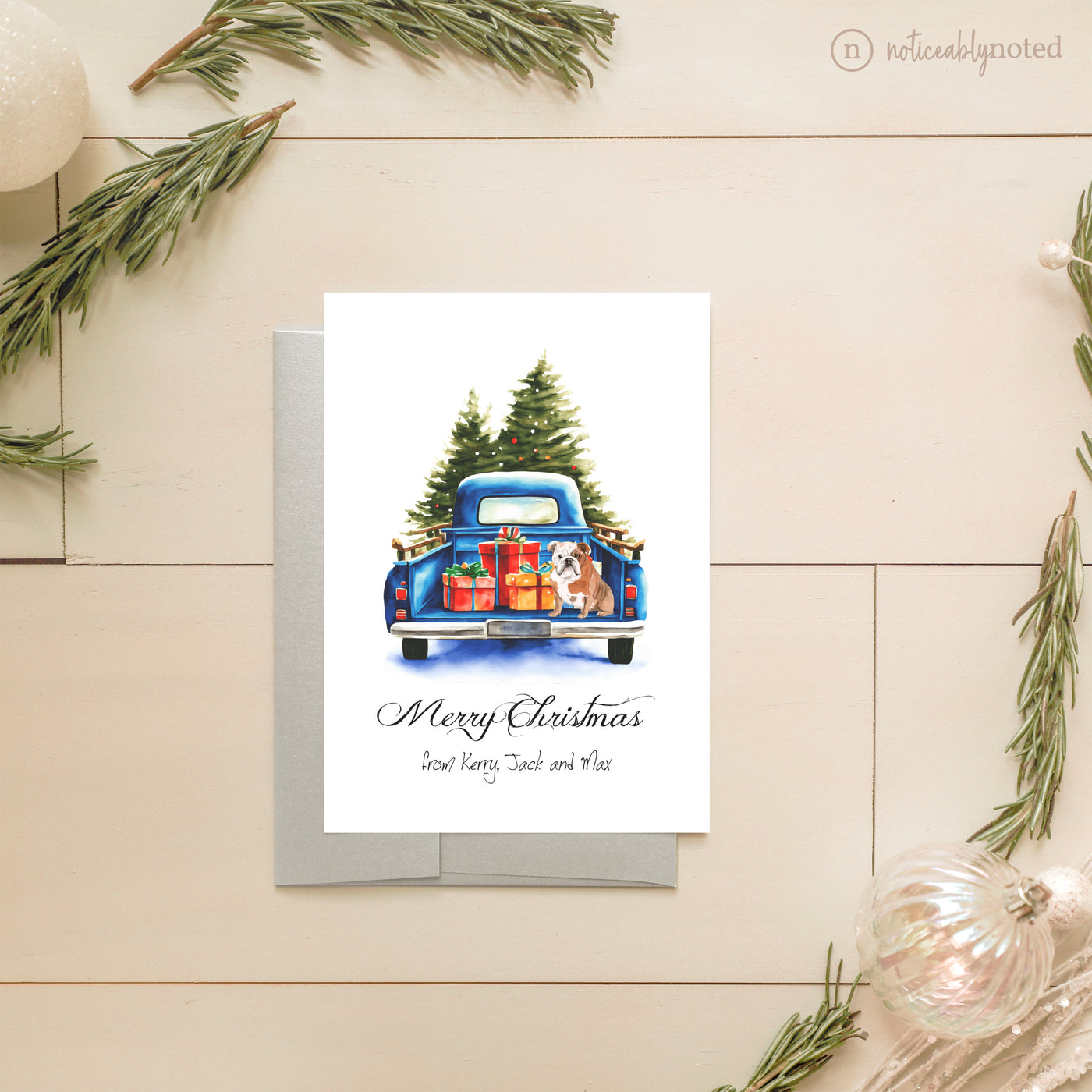 English Bulldog Holiday Greeting Cards | Noticeably Noted