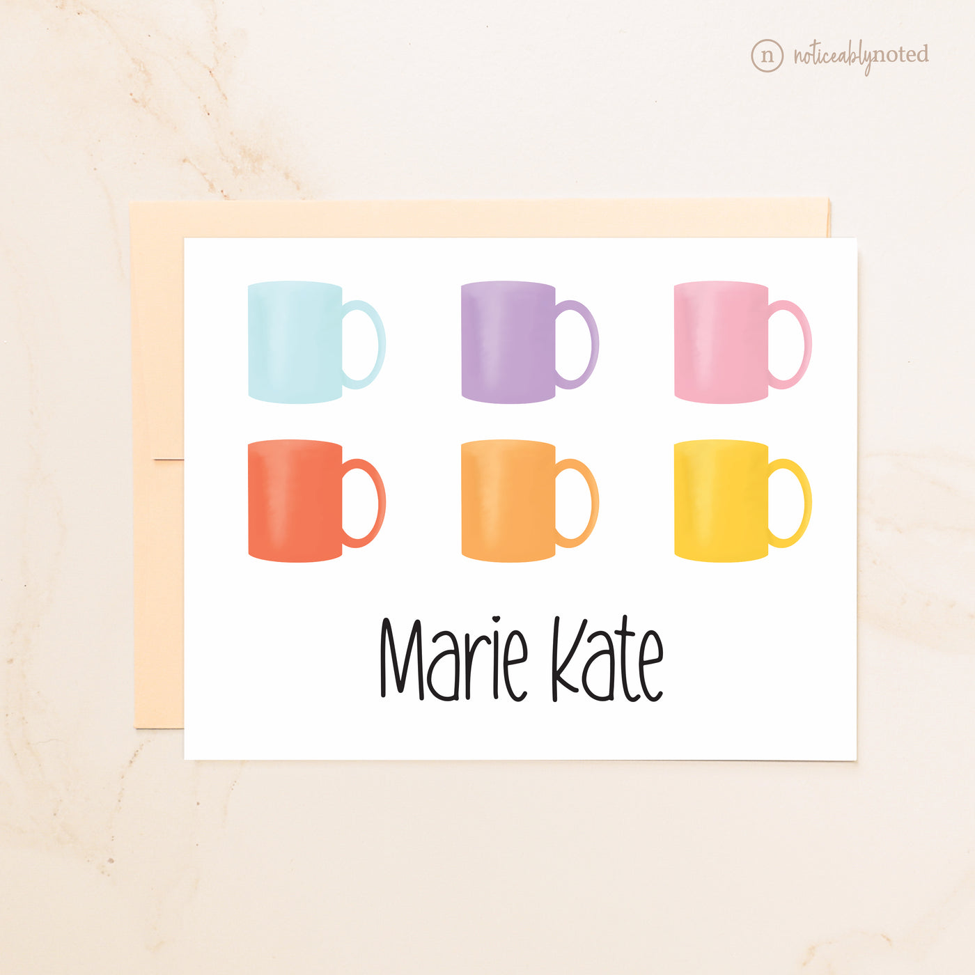 Personalized Coffee Cups Folded Note Cards