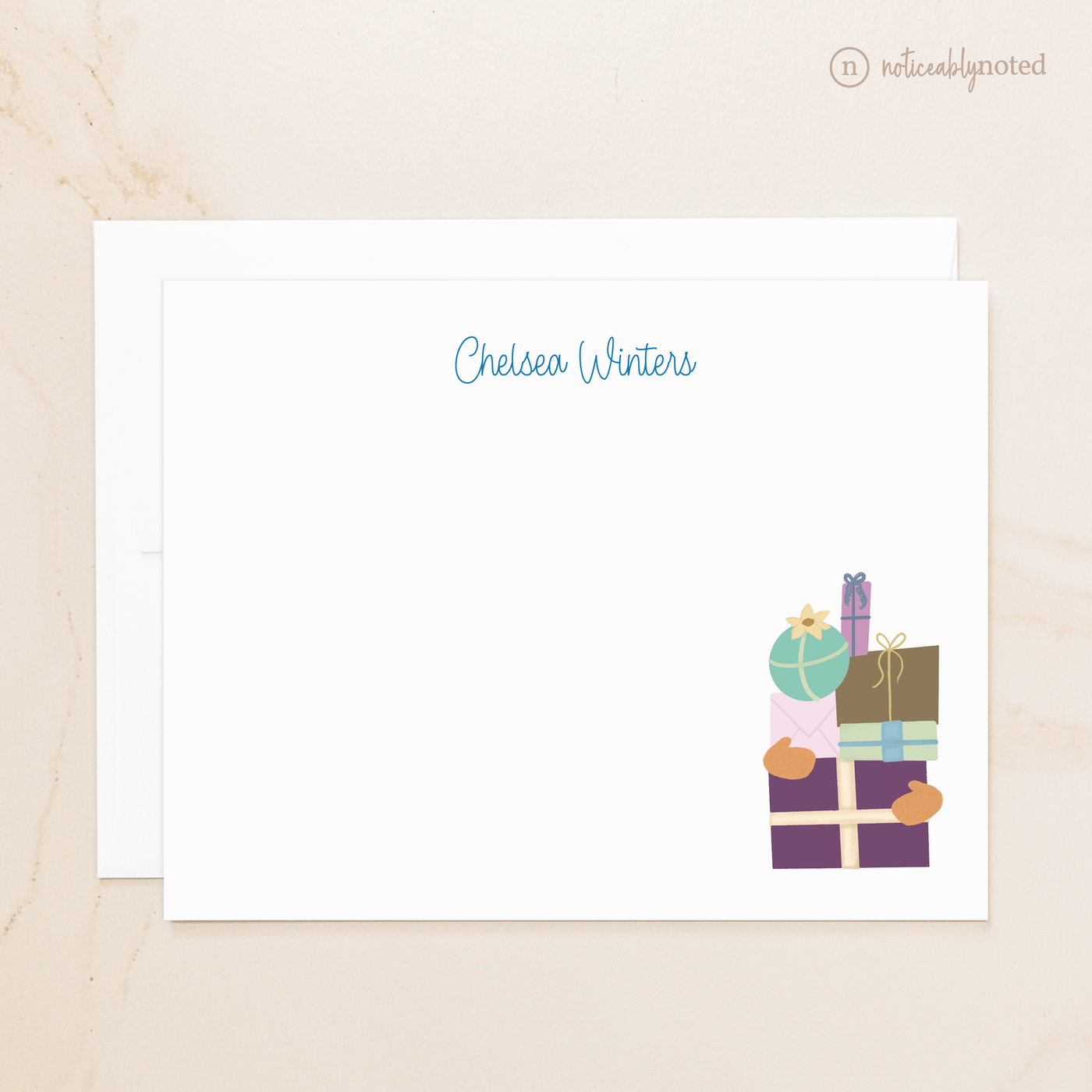 flat card with colorful gift boxes