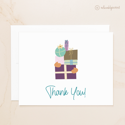 thank you card with colorful gift boxes