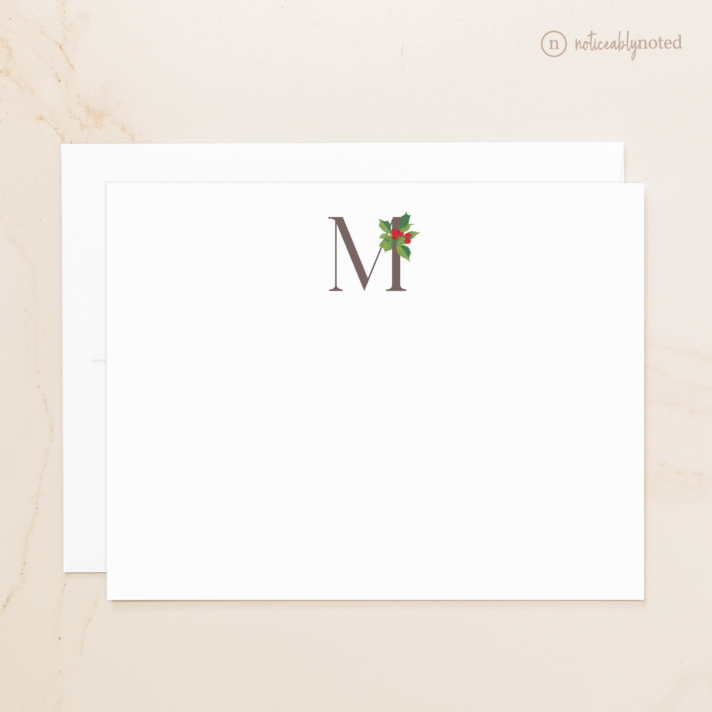 Holly Monogrammed Note Card