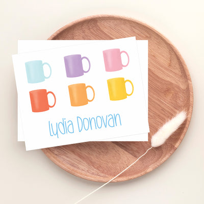 Personalized Coffee Cups Folded Note Cards