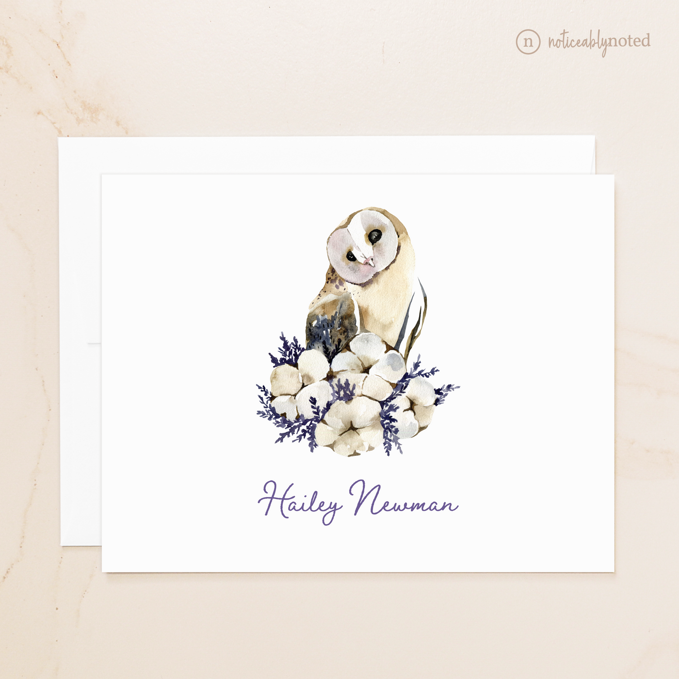 Personalized Owl Folded Cards | Noticeably Noted