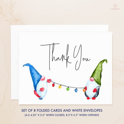 Gnome Thank You Folded Note Cards (Quick Ship)