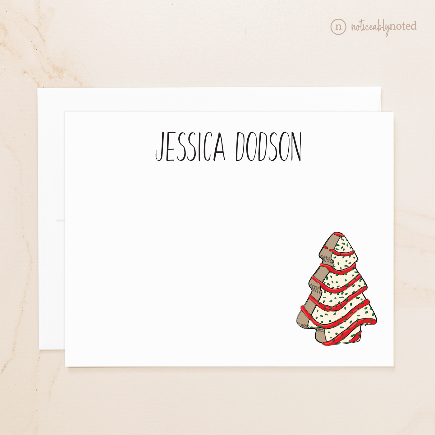 Personalized Tree Cake Flat Cards | Noticeably Noted