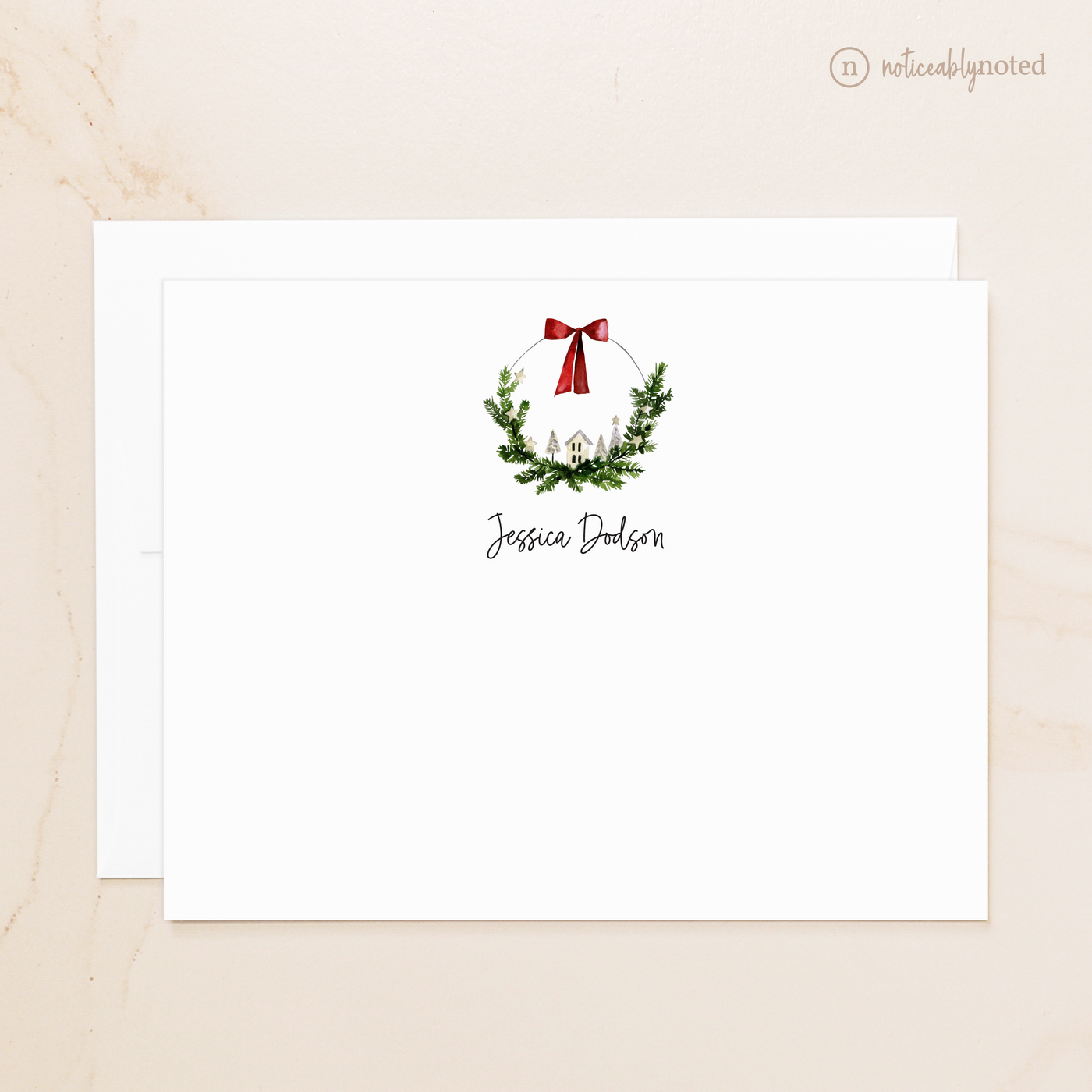 Wreath Flat Note Cards | Noticeably Noted