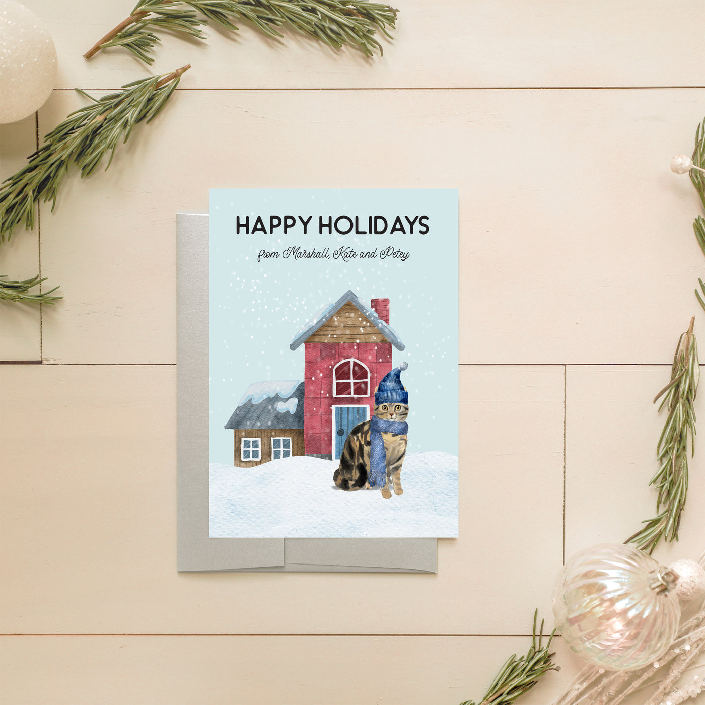 Brown American Shorthair Holiday Card | Noticeably Noted