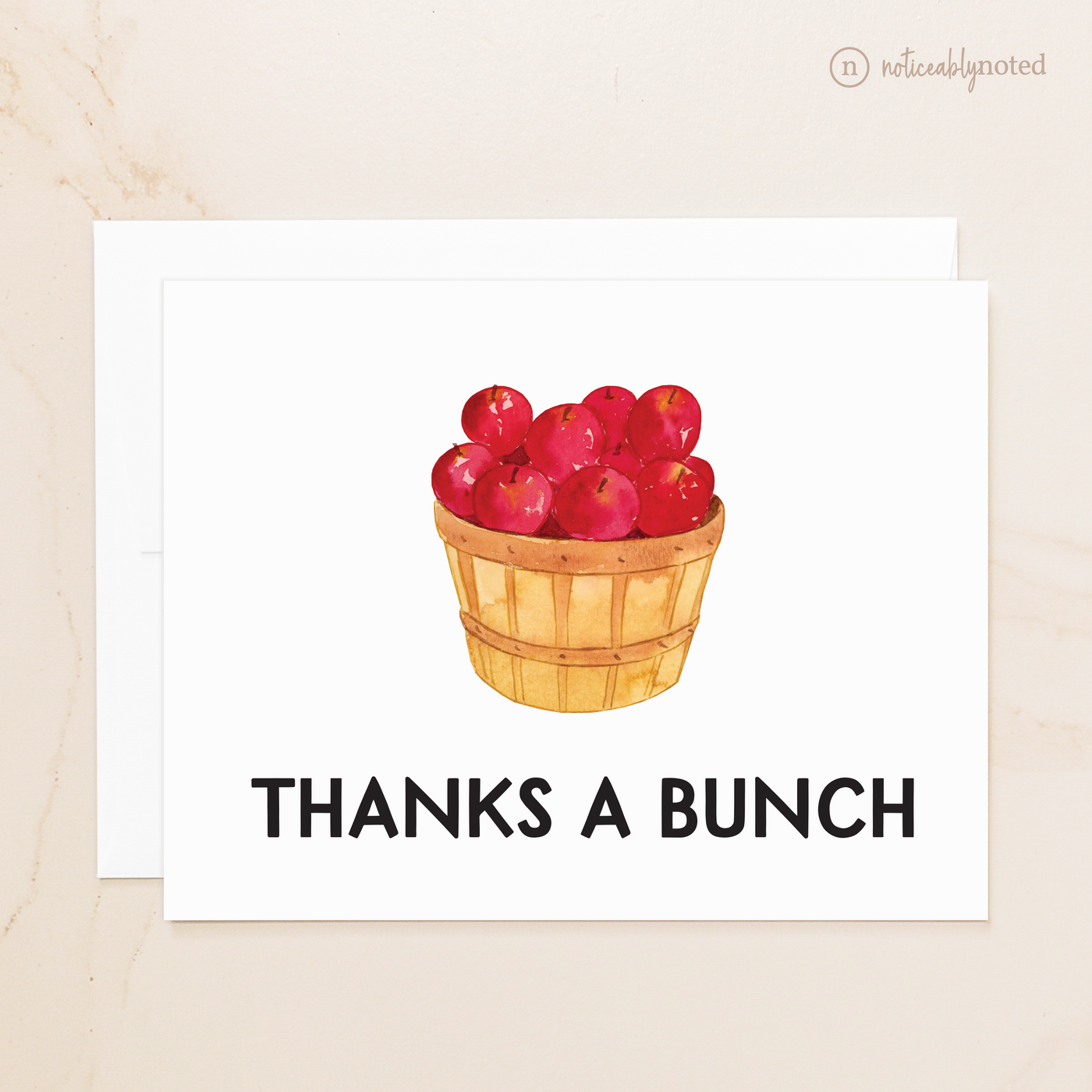 Apple Folded Thank You Cards on White Envelope | Noticeably Noted