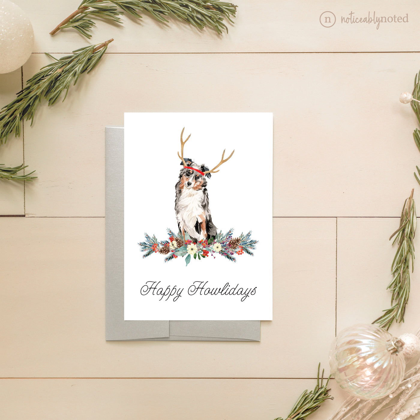 Australian Shepherd Dog Holiday Card | Noticeably Noted