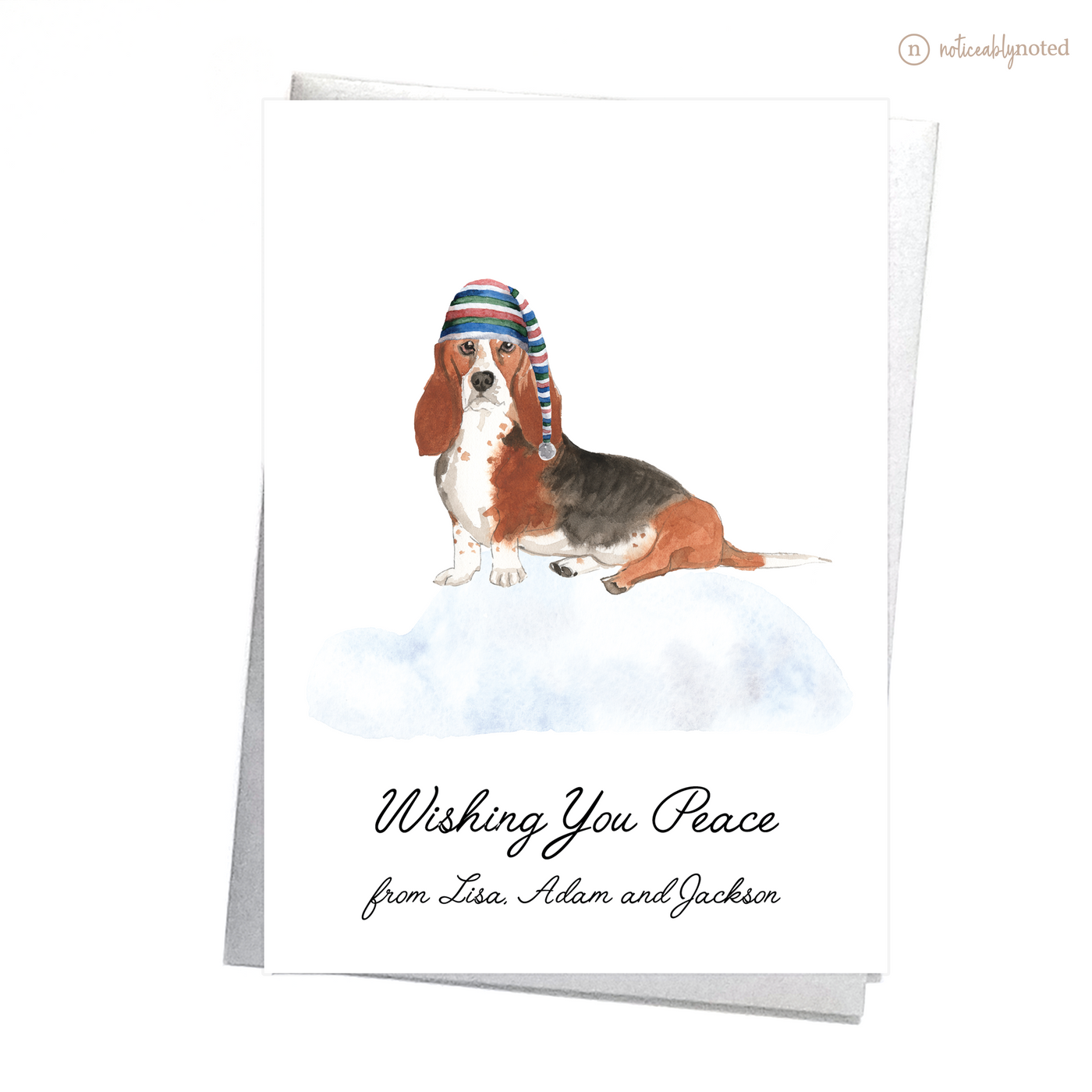 Basset Hound Dog Christmas Card | Noticeably Noted