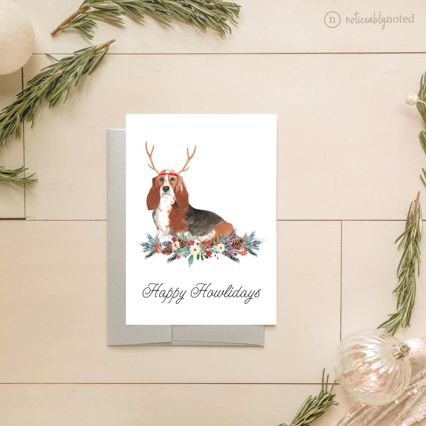 Basset Hound Dog Holiday Card | Noticeably Noted