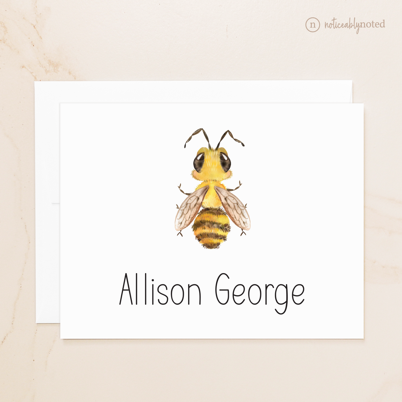 Bee Personalized Folded Note Cards