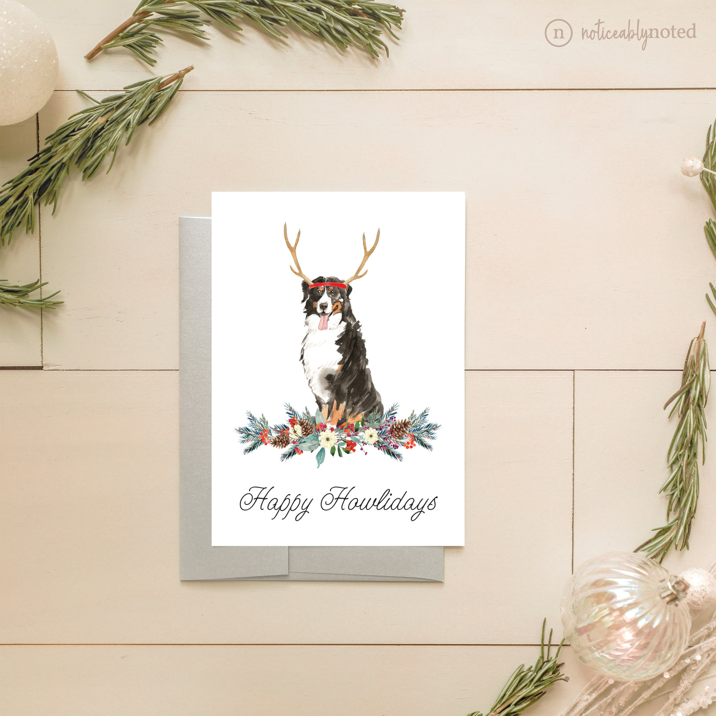 Bernese Mountain Dog Holiday Card | Noticeably Noted