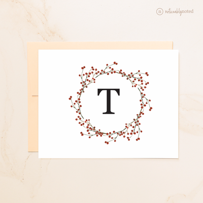 Berry Wreath Monogrammed Note Cards | Noticeably Noted