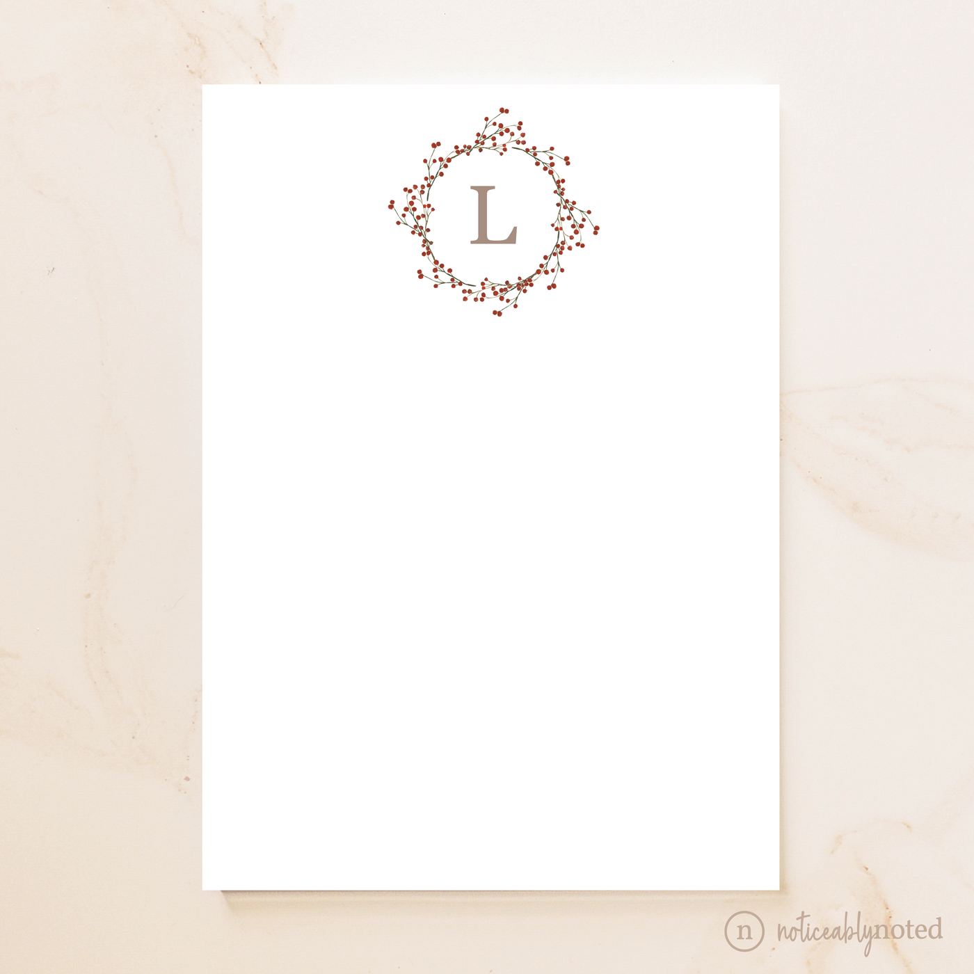 Berry Wreath Monogrammed Notepad