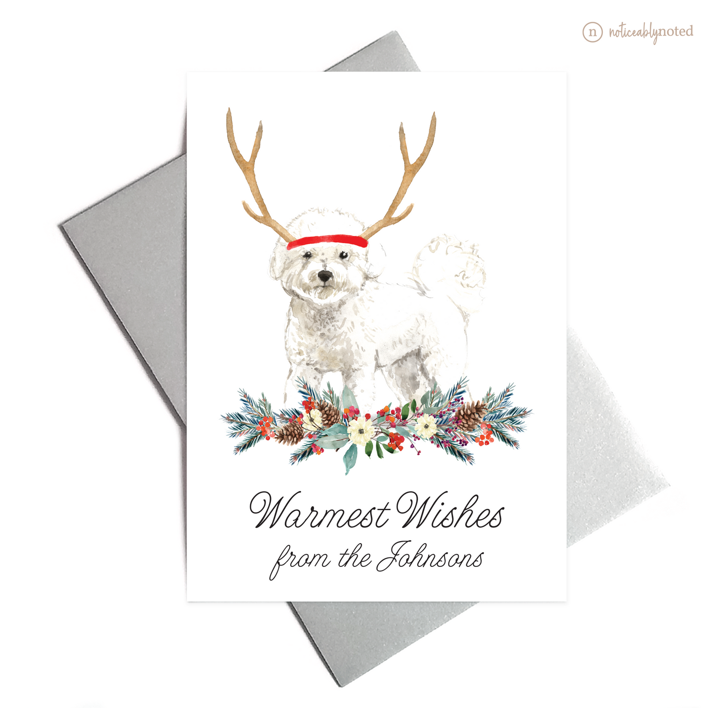 Bichon Frise Dog Holiday Greeting Cards | Noticeably Noted