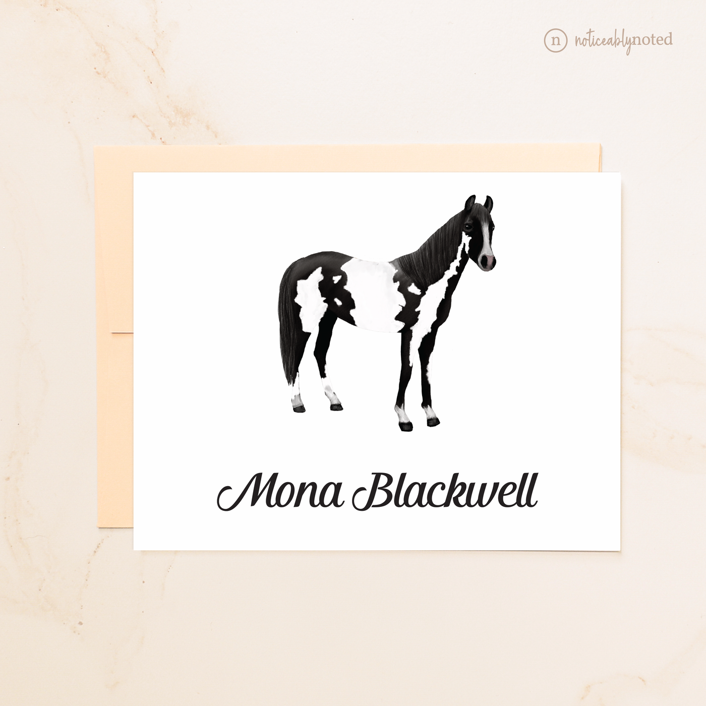 Black Overo Horse Folded Cards (#8)