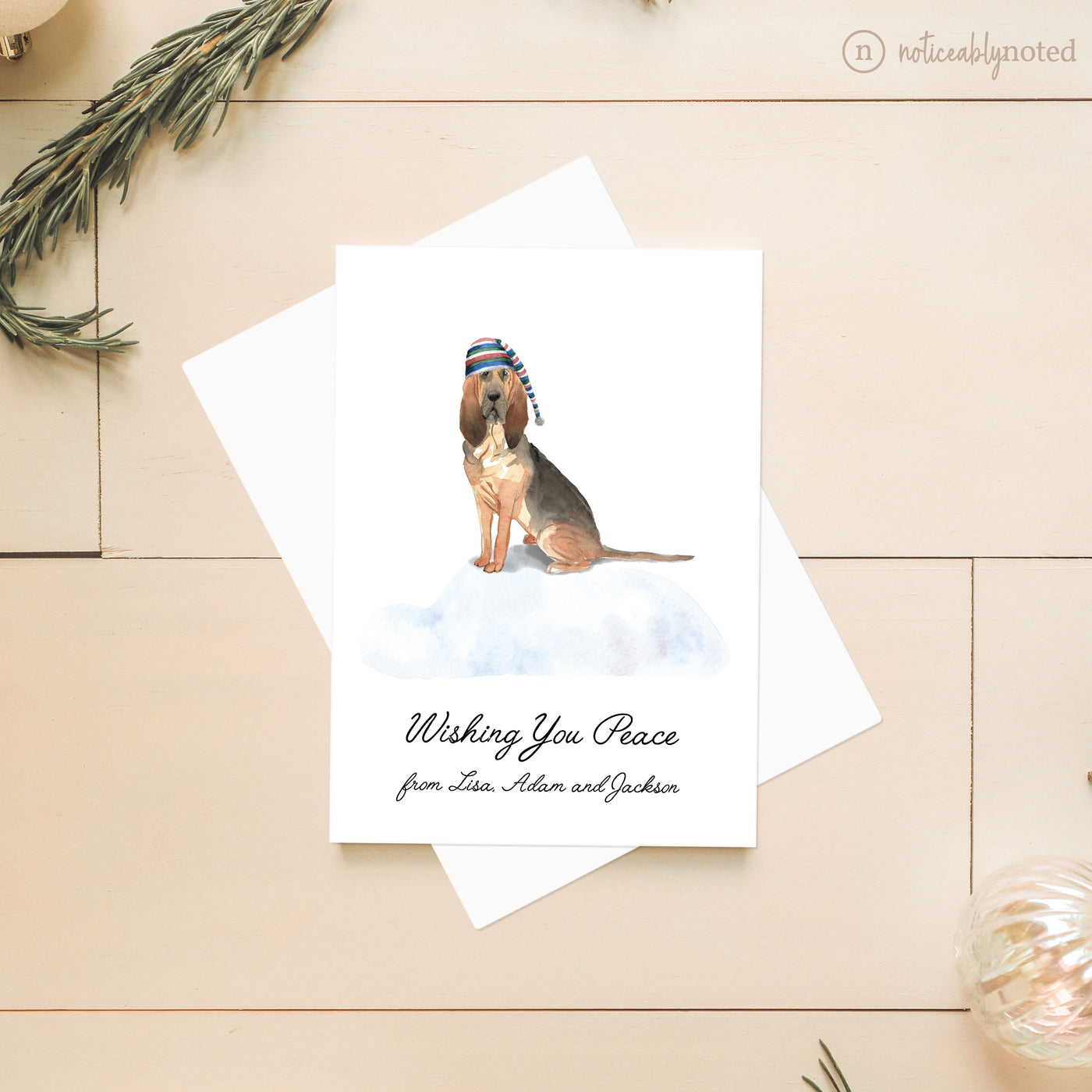 Bloodhound Dog Holiday Greeting Cards | Noticeably Noted