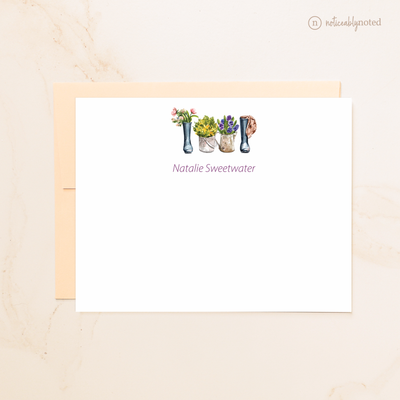 Garden Boots Personalized Flat Note Cards