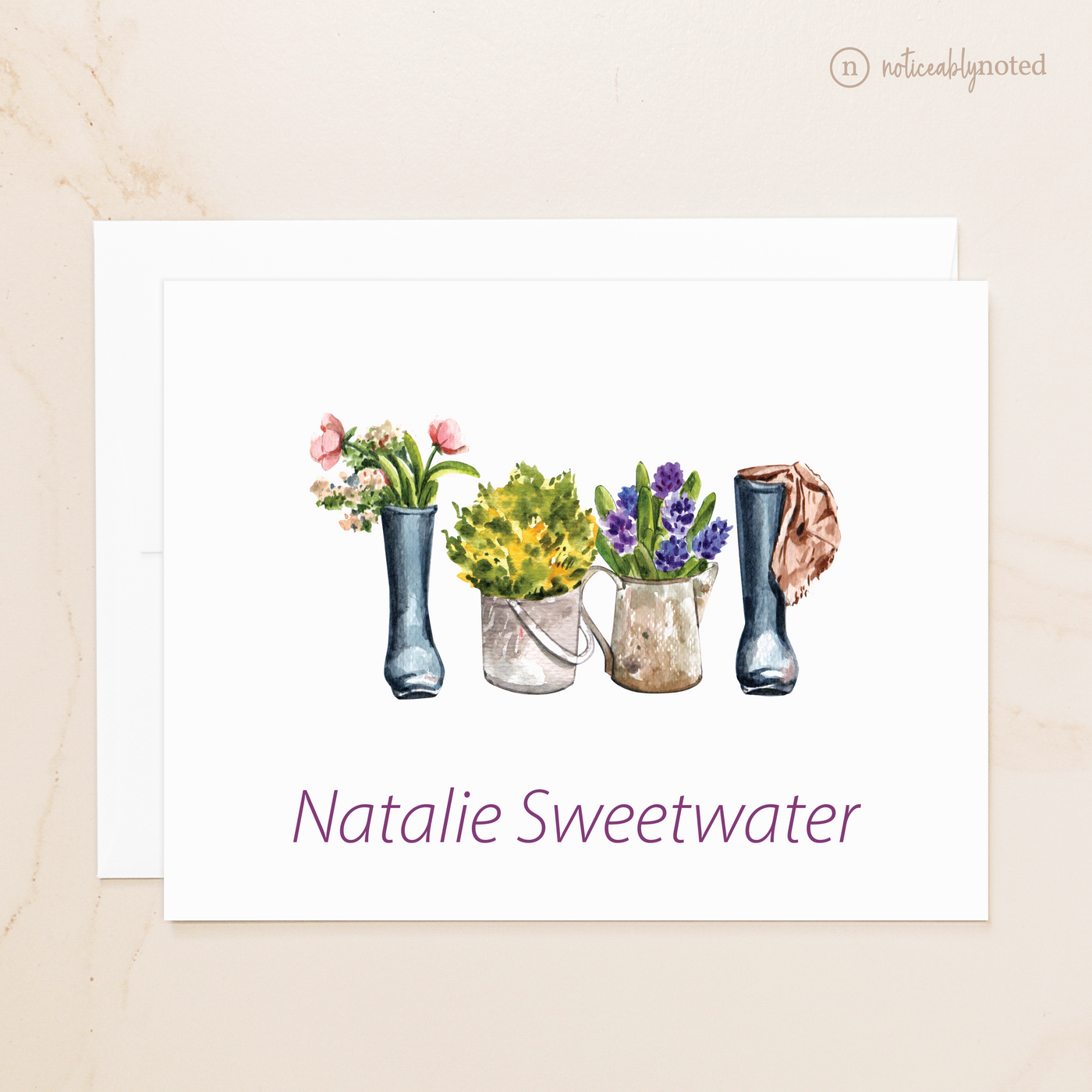 Gardening Boots Personalized Folded Note Cards