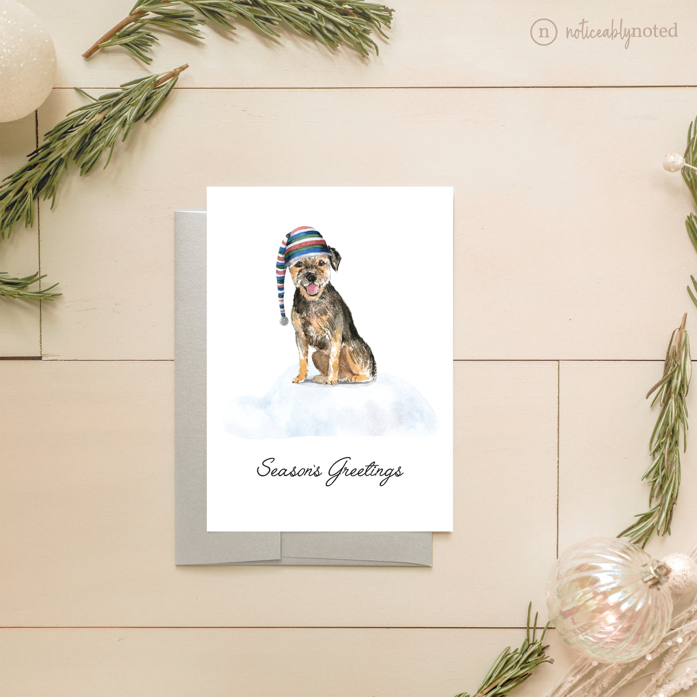 Border Terrier Dog Holiday Card | Noticeably Noted