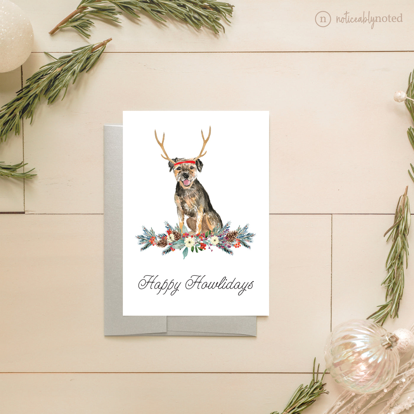 Border Terrier Dog Holiday Card | Noticeably Noted