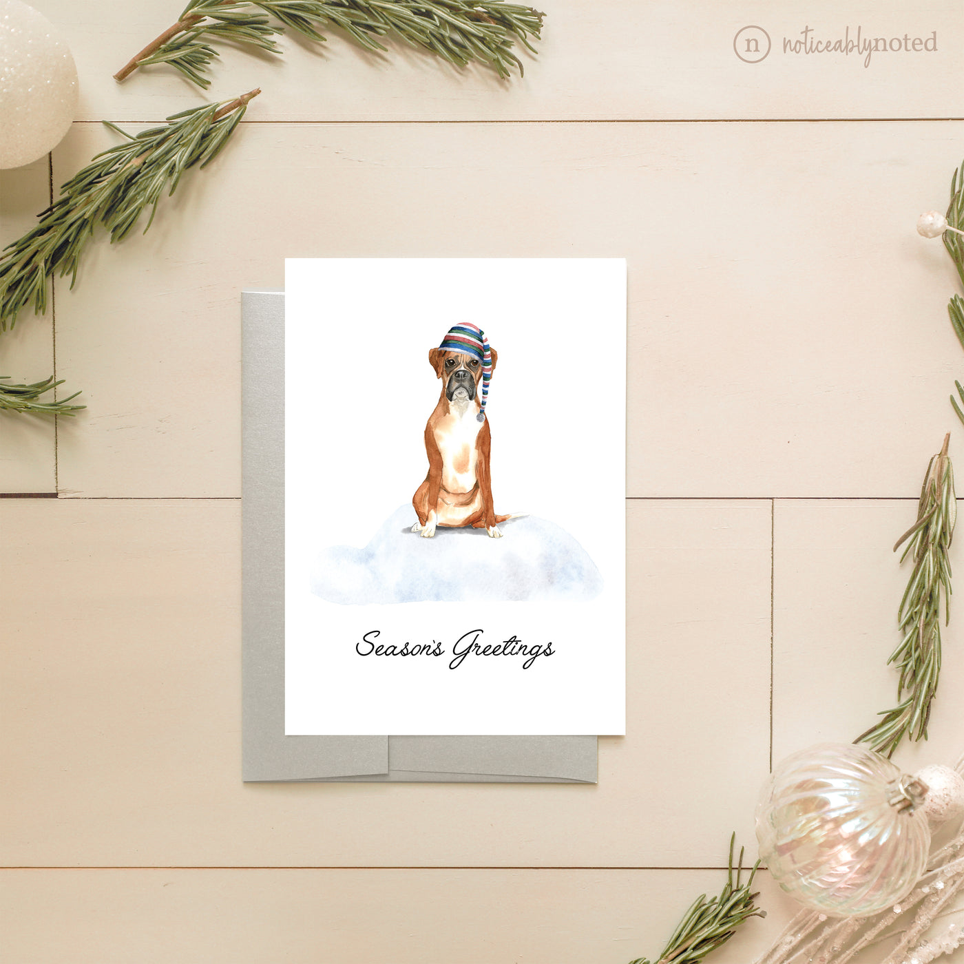Boxer Dog Holiday Greeting Cards | Noticeably Noted