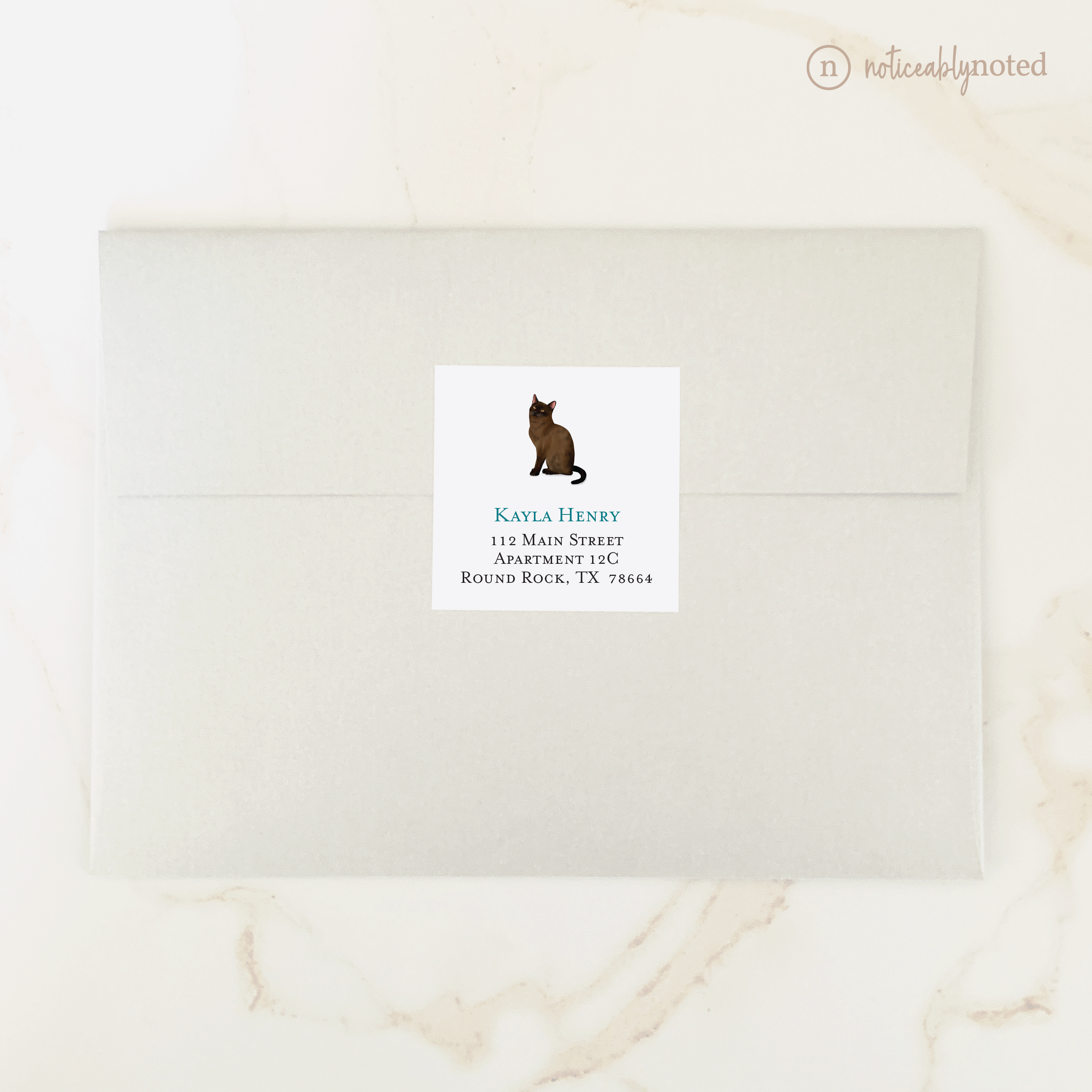 Burmese Cat Square Address Labels – Noticeably Noted