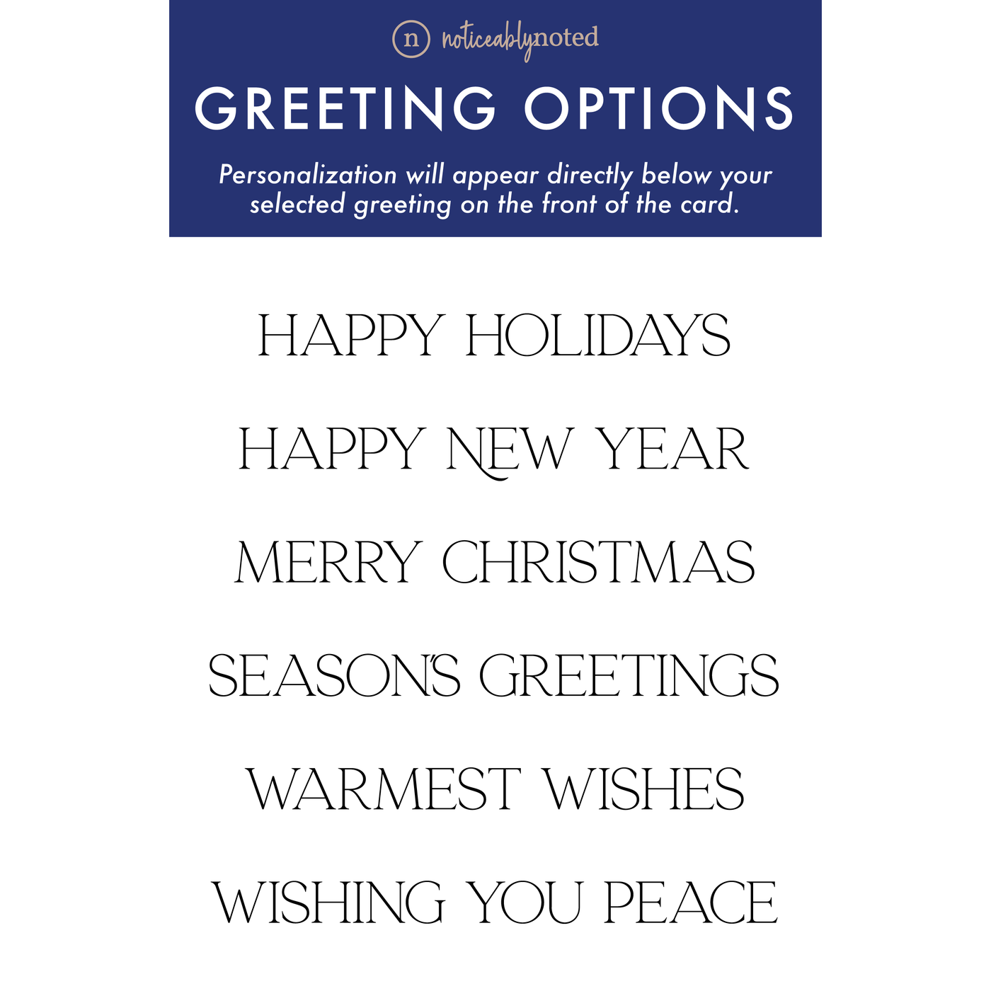 All Greeting Options | Noticeably Noted