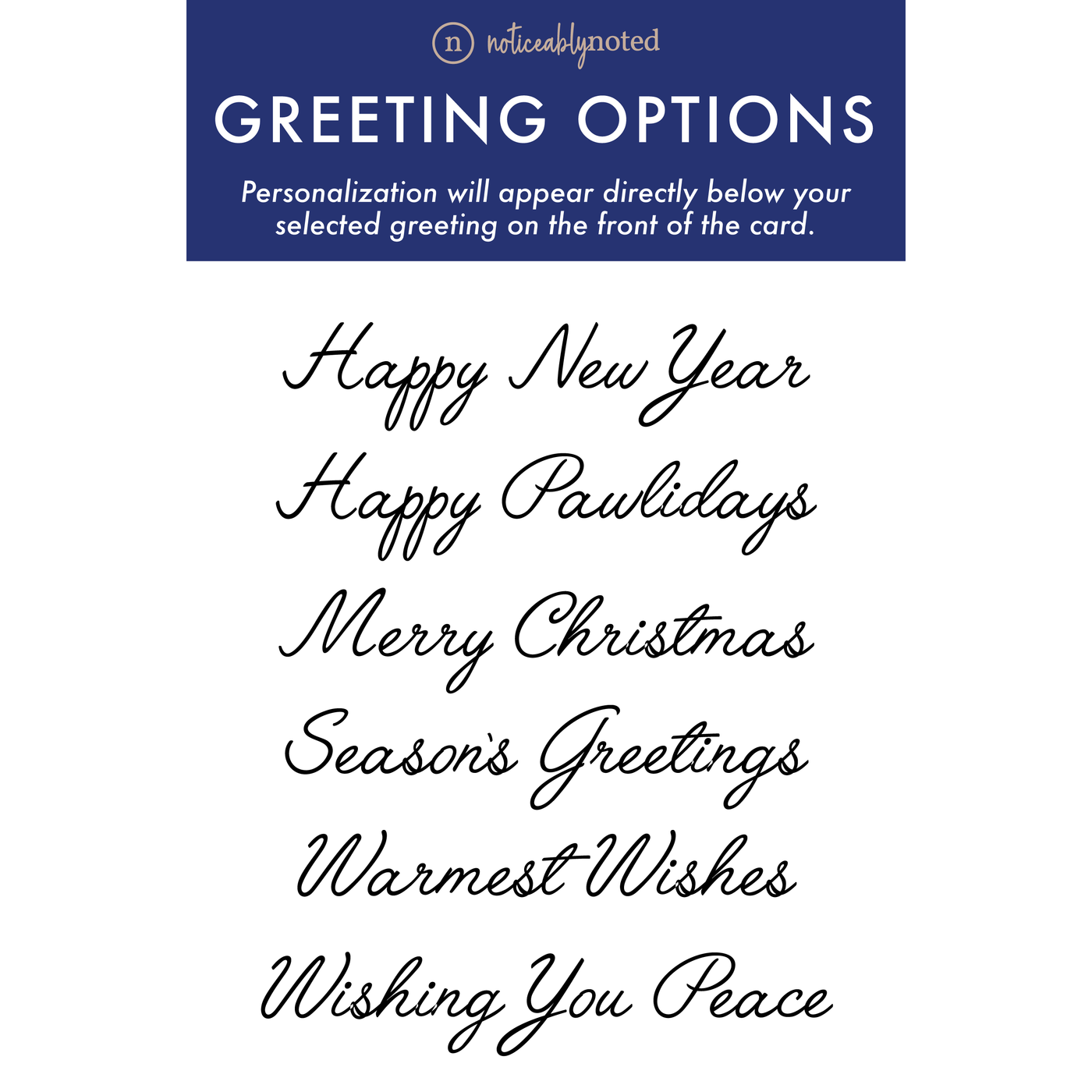 All Greeting Options | Noticeably Noted