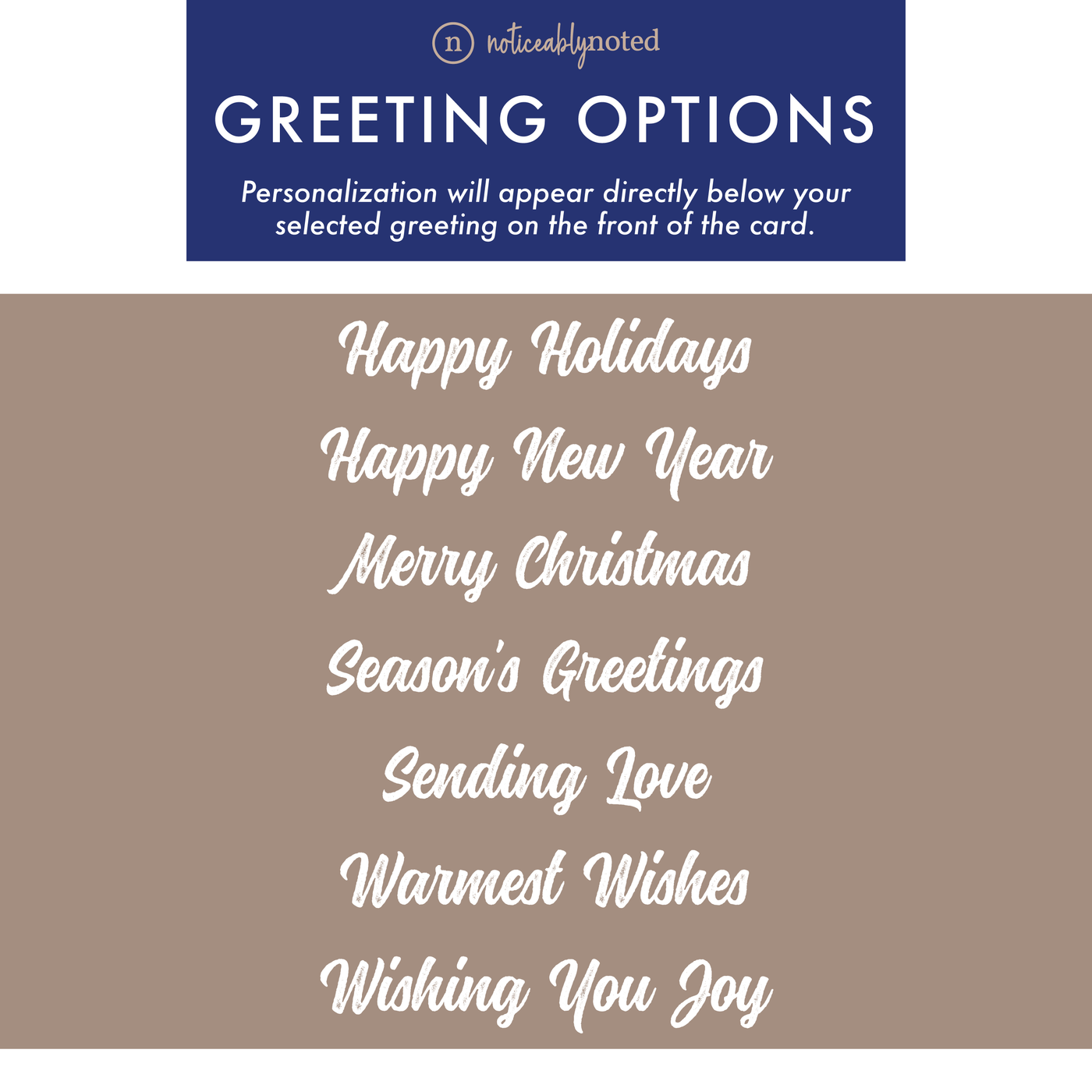 All Greeting Options | Noticeably Noted