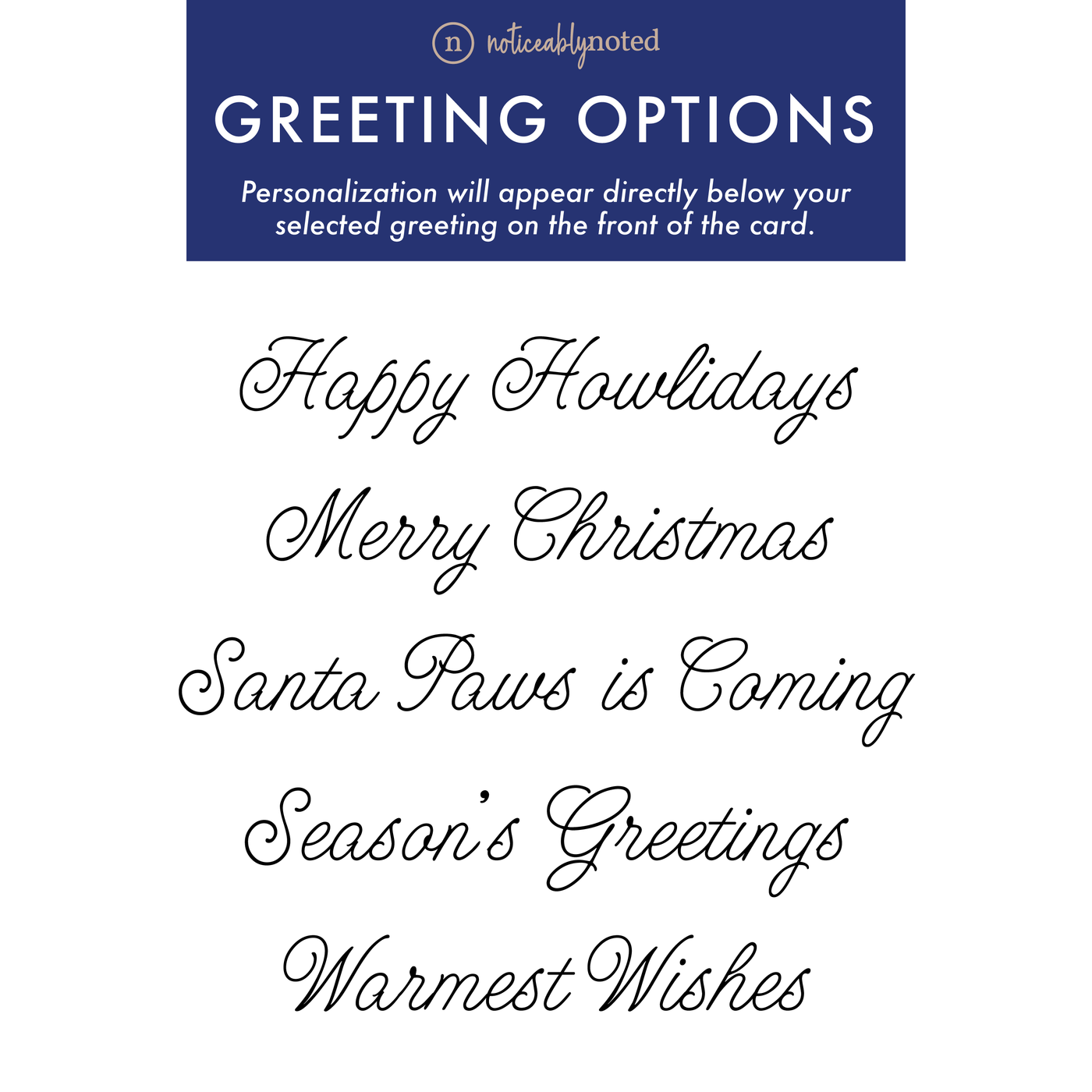 All Greeting Options | Noticeably Noted