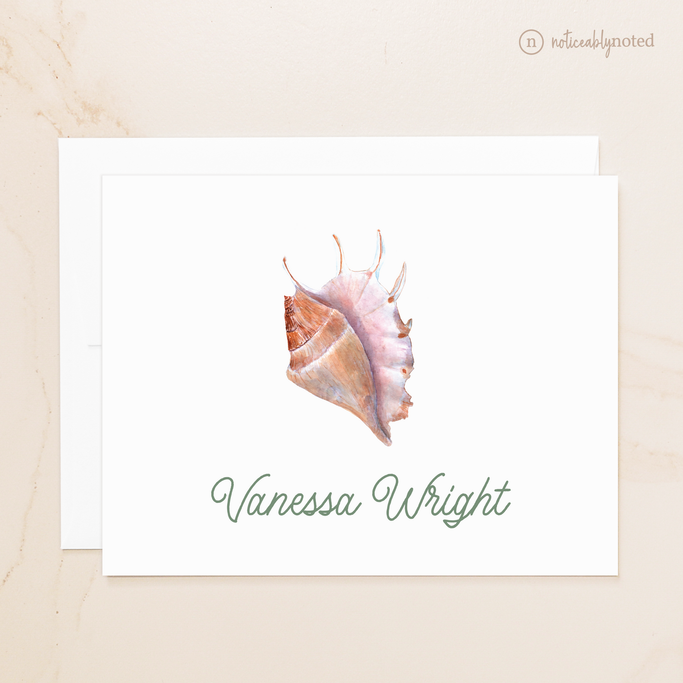 Conch Shell Personalized Folded Note Cards