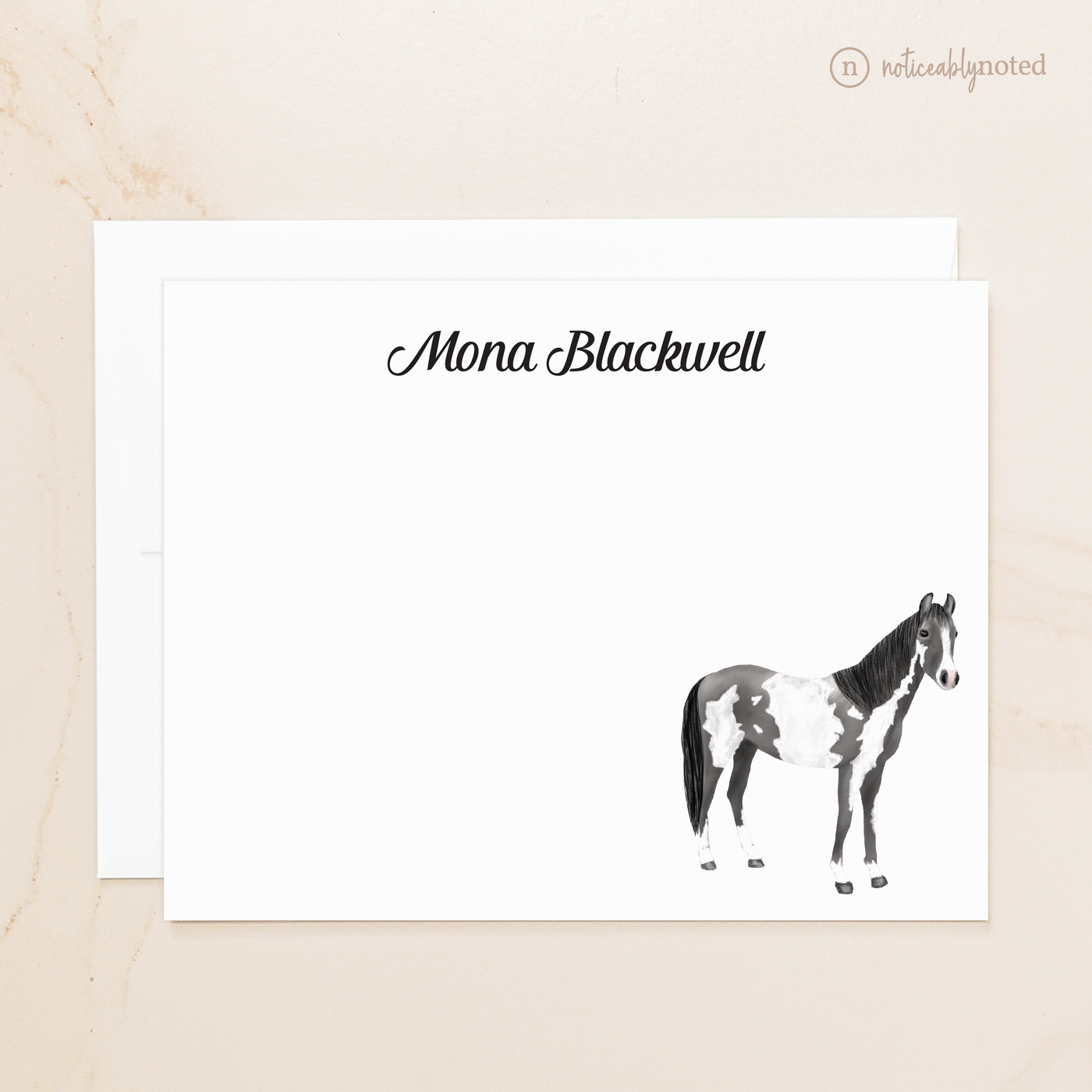 Dark Gray Overo Horse Flat Cards (#4)