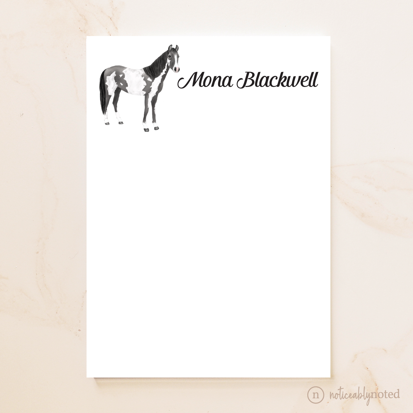 Dark Gray Overo Horse Notepad (#4)