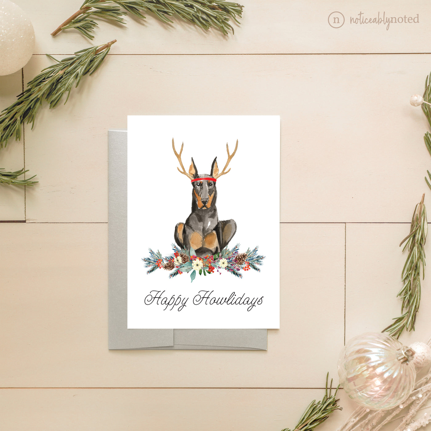 Doberman Dog Holiday Card | Noticeably Noted