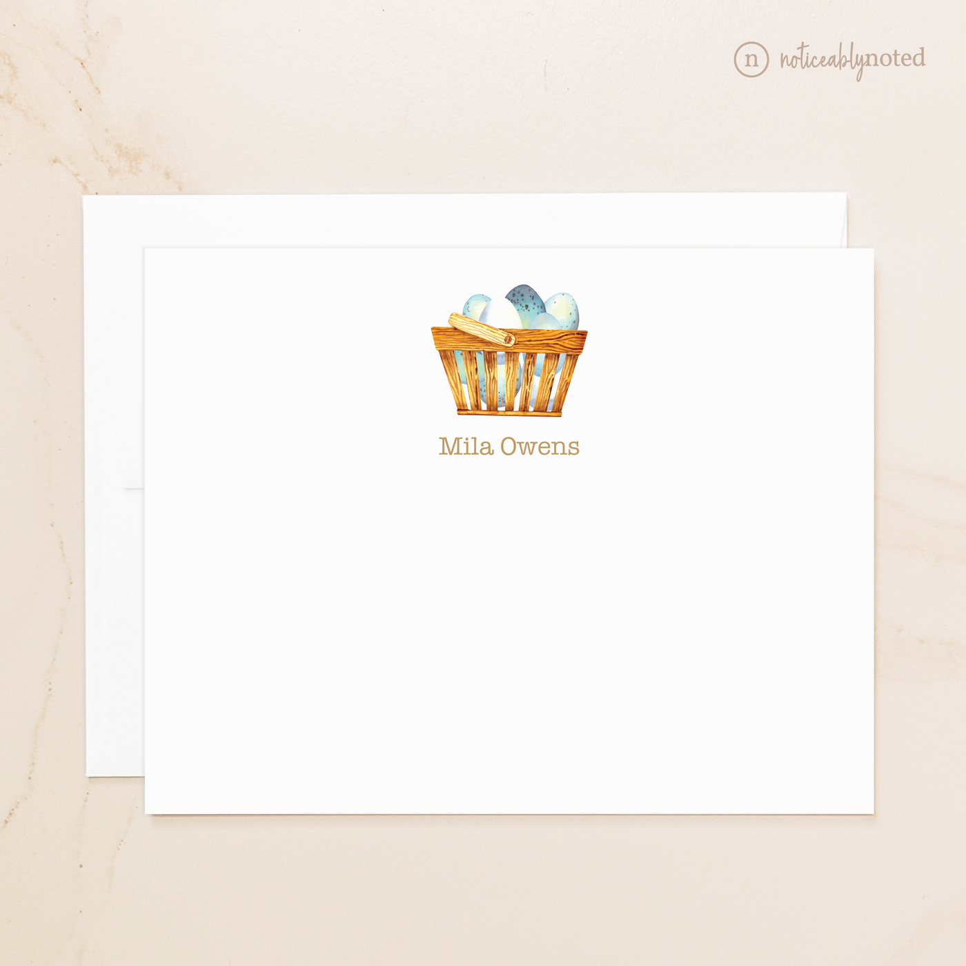 Egg Basket Personalized Flat Note Cards