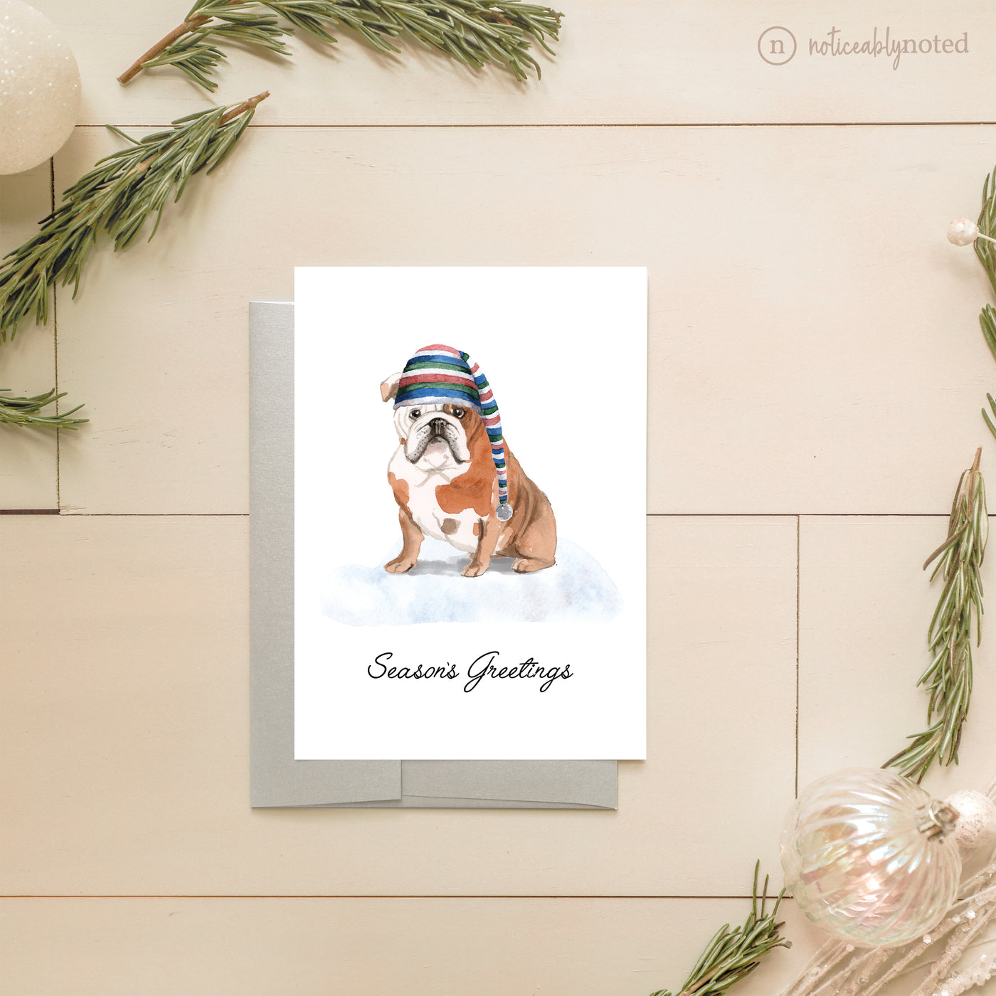 English Bulldog Holiday Greeting Cards | Noticeably Noted