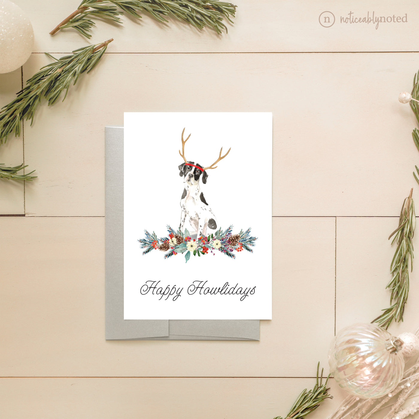 English Pointer Dog Holiday Card | Noticeably Noted