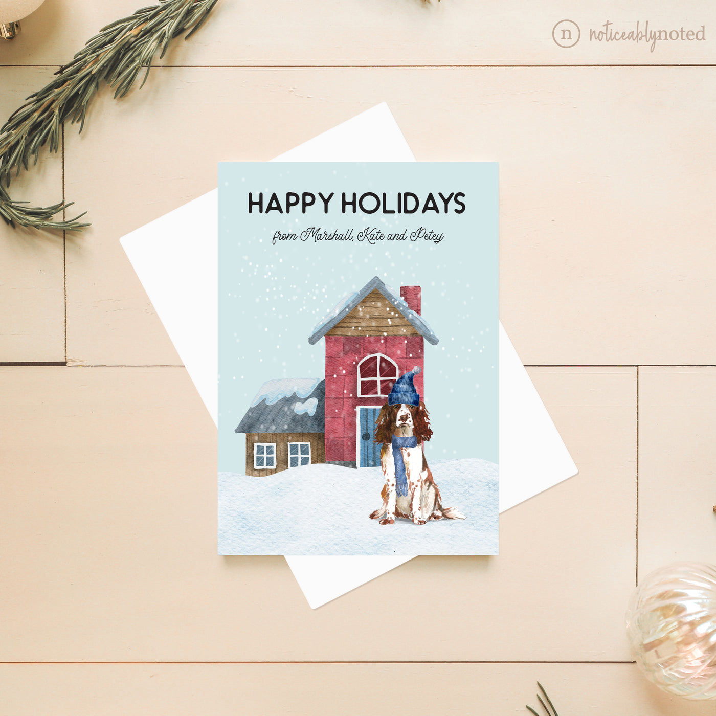 Brown English Springer Holiday Card | Noticeably Noted