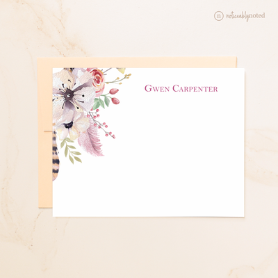 Feather Floral Personalized Flat Cards