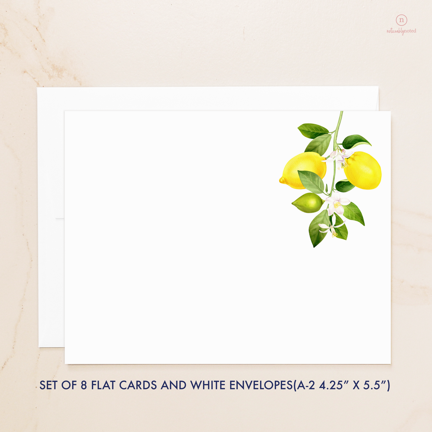 Lemon Flat Note Cards - Dimensions | Noticeably Noted