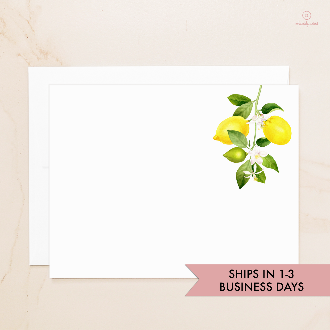 Lemon Flat Note Cards - Ships in 1-3 Business Days | Noticeably Noted