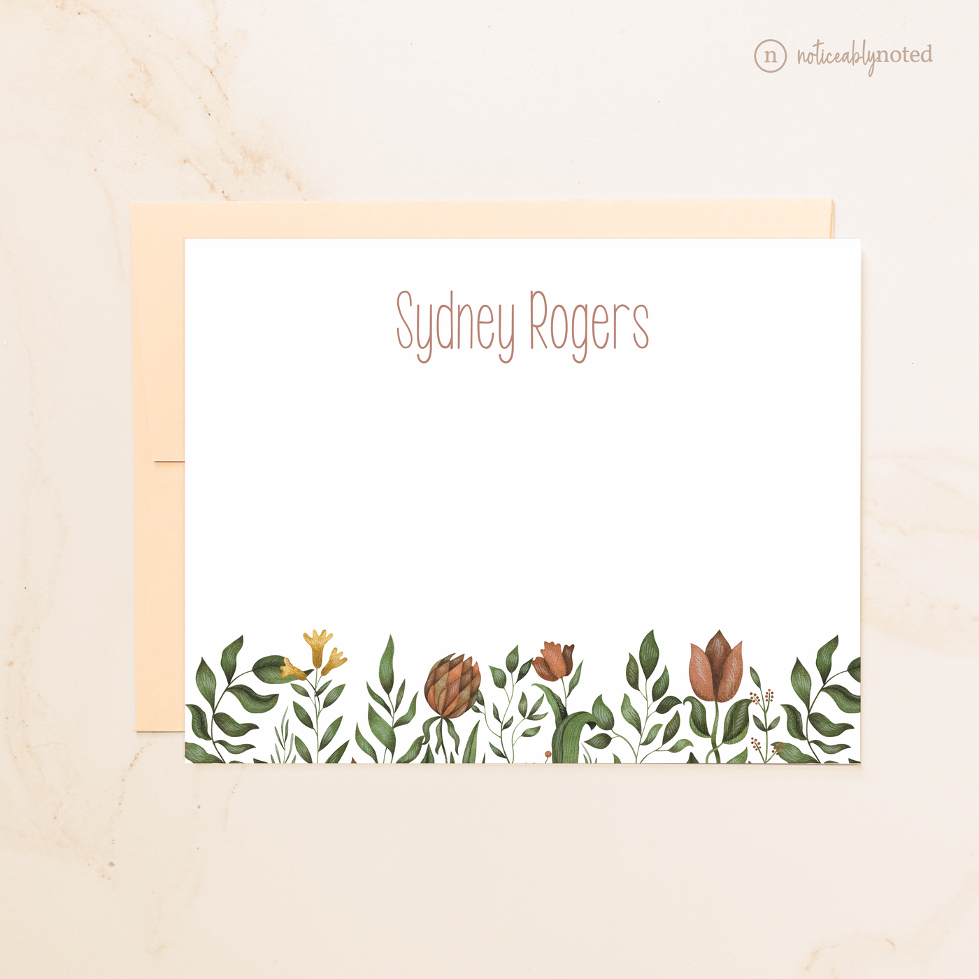 Floral Row Personalized Flat Cards