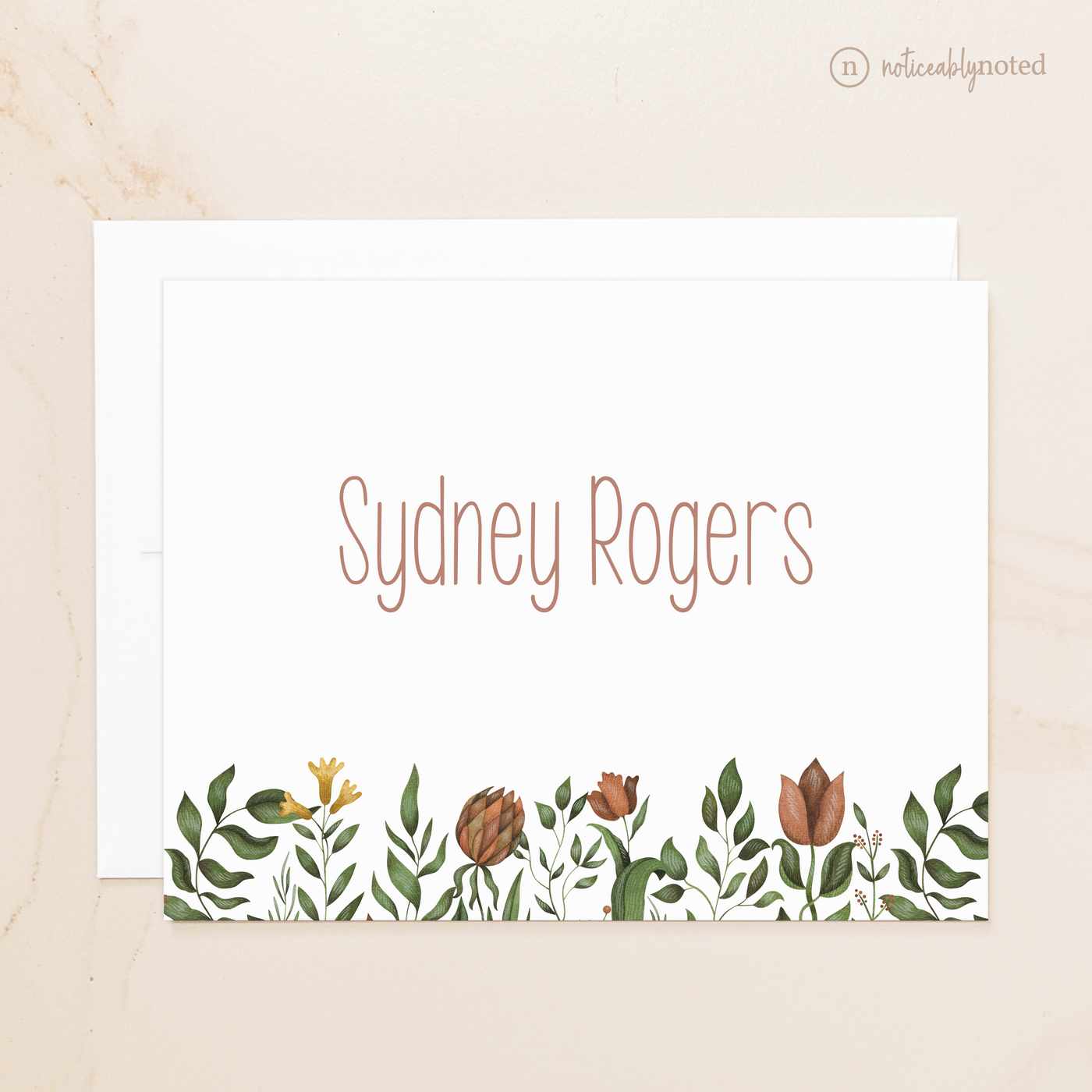 Floral Row Personalized Folded Cards