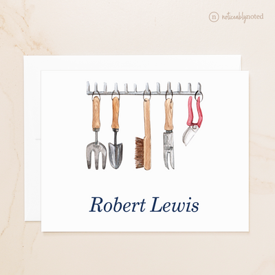 Gardening Tools Personalized Folded Note Cards